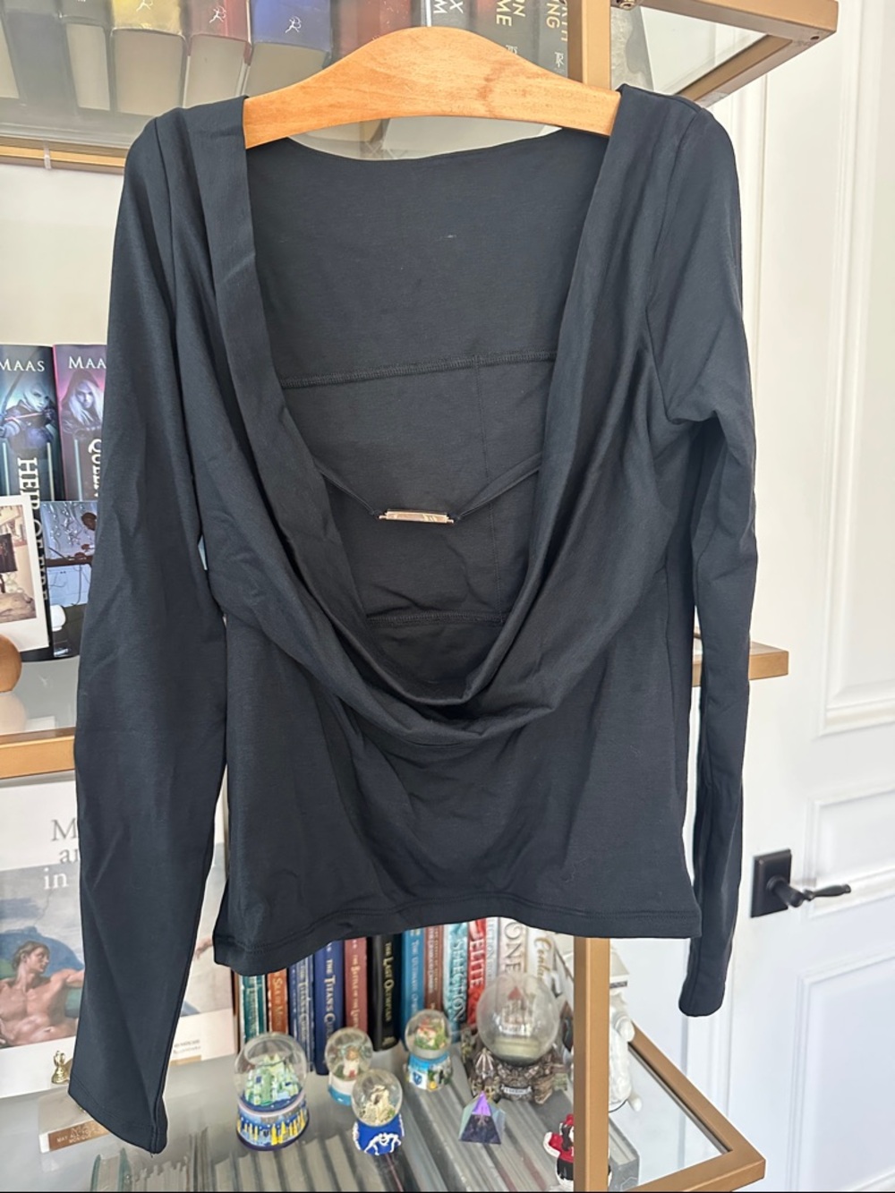 Abercrombie Bra Free Black Draped Cowl-Neck Long Sleeve Top size small